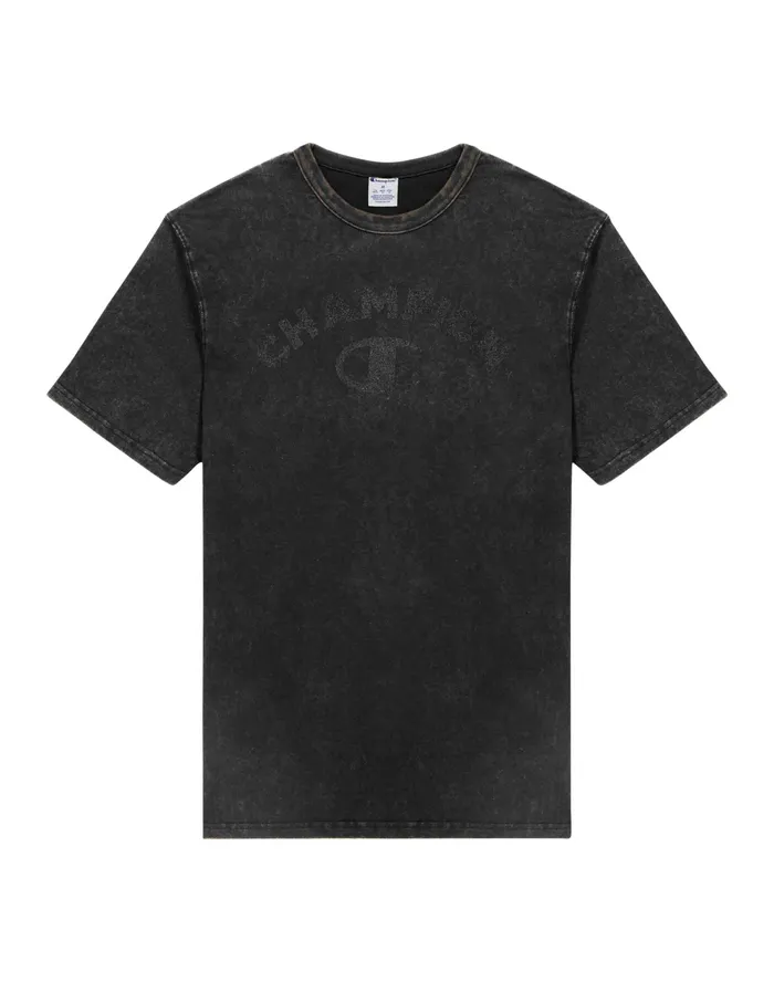 Graphic TShirt Vintage Wash Tonal Arched Champion Logo Distressed Black Men Champion TShirts and Tops Graphic TShirt Vintage Wash Tonal Arched Champion Logo Distressed Black Men Champion TShirts and Tops