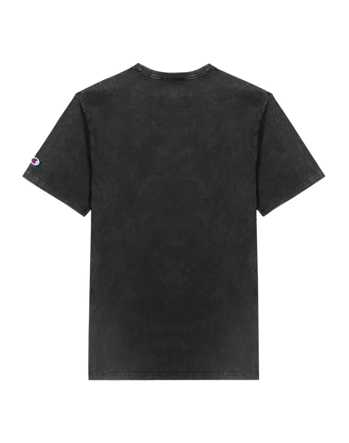 Graphic TShirt Vintage Wash Tonal Arched Champion Logo Distressed Black Men Champion TShirts and Tops
