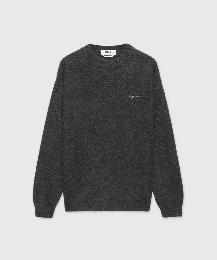 Gray Wool Sweater Men MSGM Knitwear