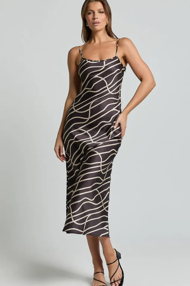 Hailey Midi Dress 8211 Sleeveless Scoop Slip Dress In Rope Print Women Showpo Dresses