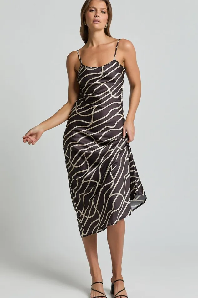 Hailey Midi Dress 8211 Sleeveless Scoop Slip Dress In Rope Print Women Showpo Dresses