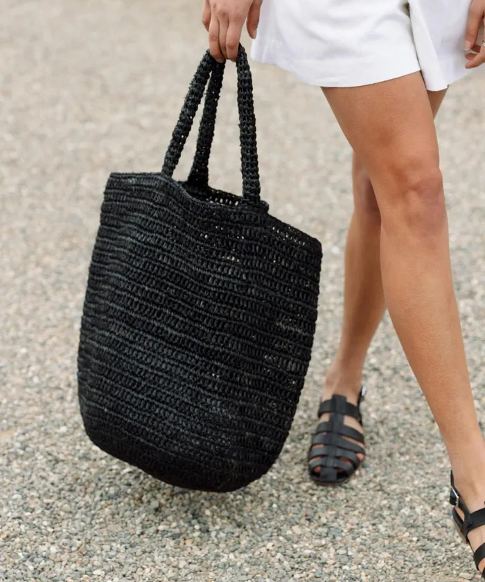 Handbags and Clutches Women Jenni Kayne Woven Raffia Tote Black