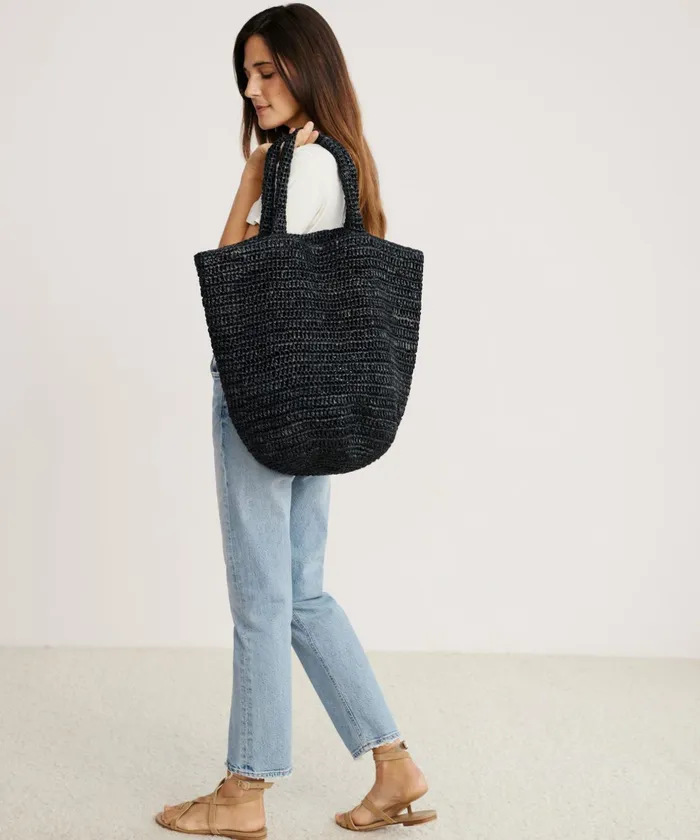 Handbags and Clutches Women Jenni Kayne Woven Raffia Tote Black