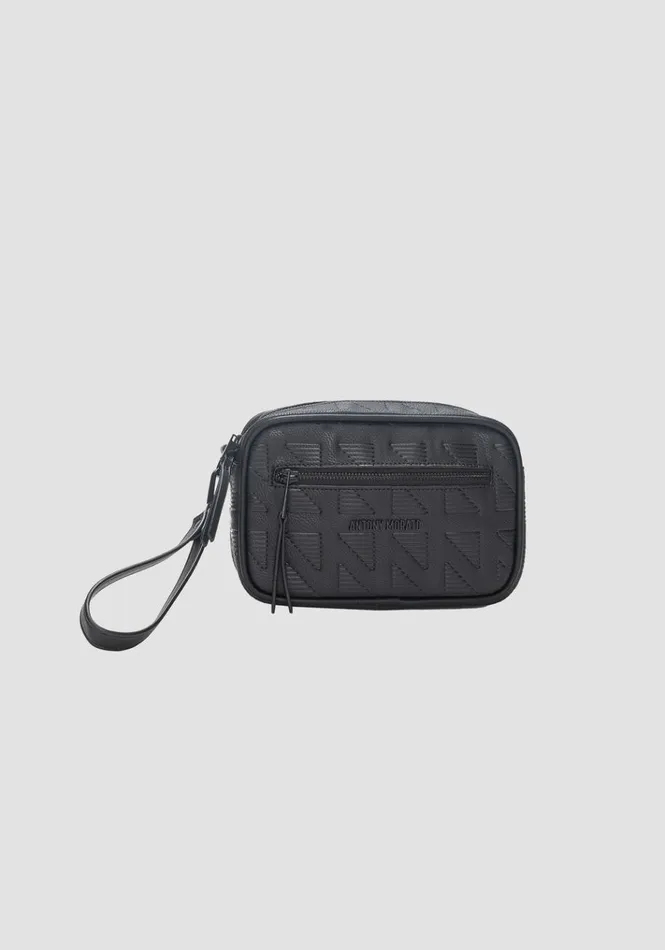 Handbags Men Antony Morato Pouch In Faux Leather With Printed Texture Black