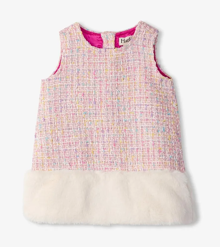 Hatley Baby and Toddler Girls Aurora Pink Tweed Faux Fur Trim Dress Baby and Toddler Dresses Hatley Baby and Toddler Girls Aurora Pink Tweed Faux Fur Trim Dress Baby and Toddler Dresses