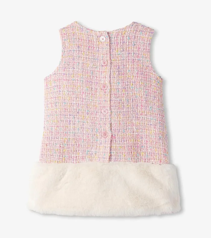 Hatley Baby and Toddler Girls Aurora Pink Tweed Faux Fur Trim Dress Baby and Toddler Dresses