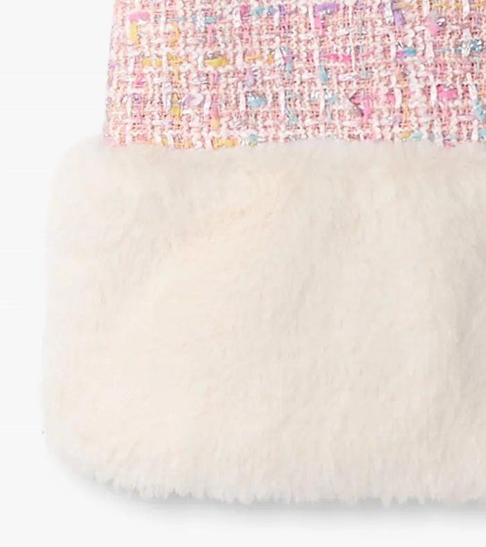 Hatley Baby and Toddler Girls Aurora Pink Tweed Faux Fur Trim Dress Baby and Toddler Dresses