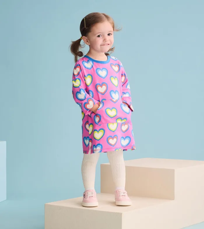 Hatley Baby and Toddler Girls Big Groovy Heart Terry Dress Baby and Toddler Dresses