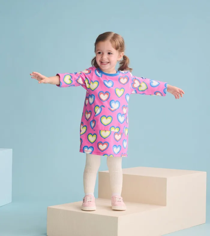 Hatley Baby and Toddler Girls Big Groovy Heart Terry Dress Baby and Toddler Dresses