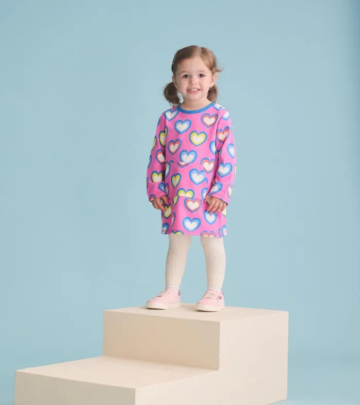 Hatley Baby and Toddler Girls Big Groovy Heart Terry Dress Baby and Toddler Dresses