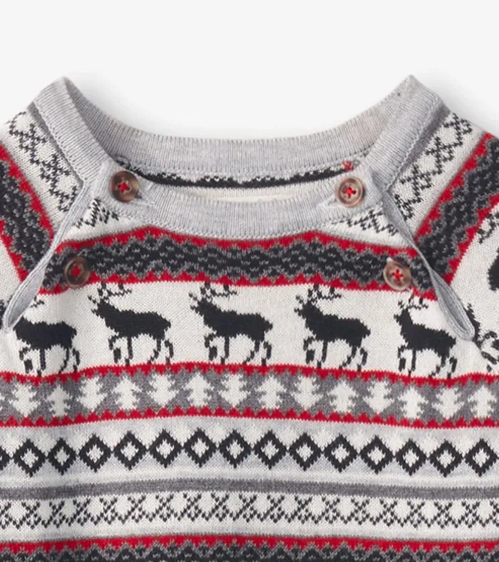Hatley Baby Stag Fairisle Sweater Onesie Baby and Toddler Sweaters