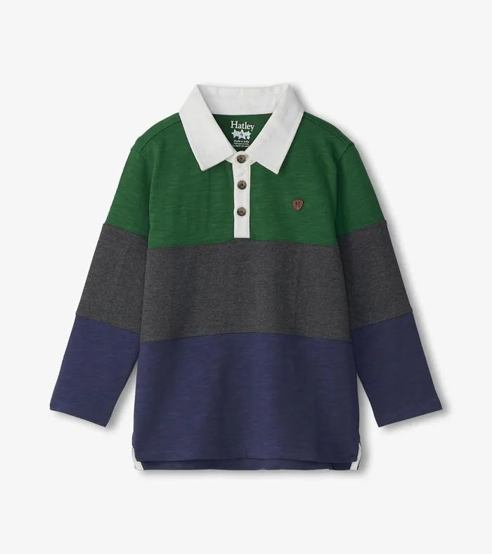 Hatley Boys Preppy Panelled Long Sleeve Polo Shirt Boys Tops