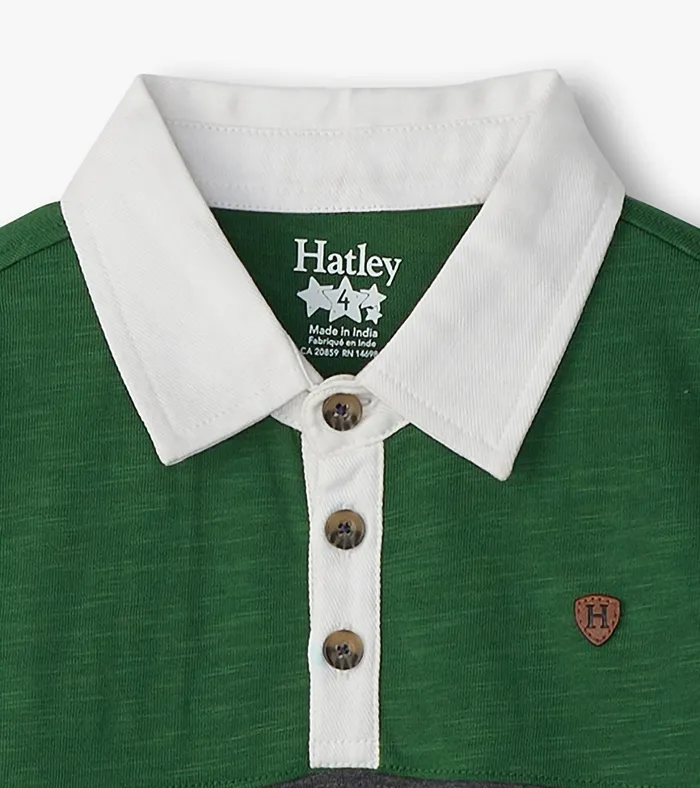 Hatley Boys Preppy Panelled Long Sleeve Polo Shirt Boys Tops