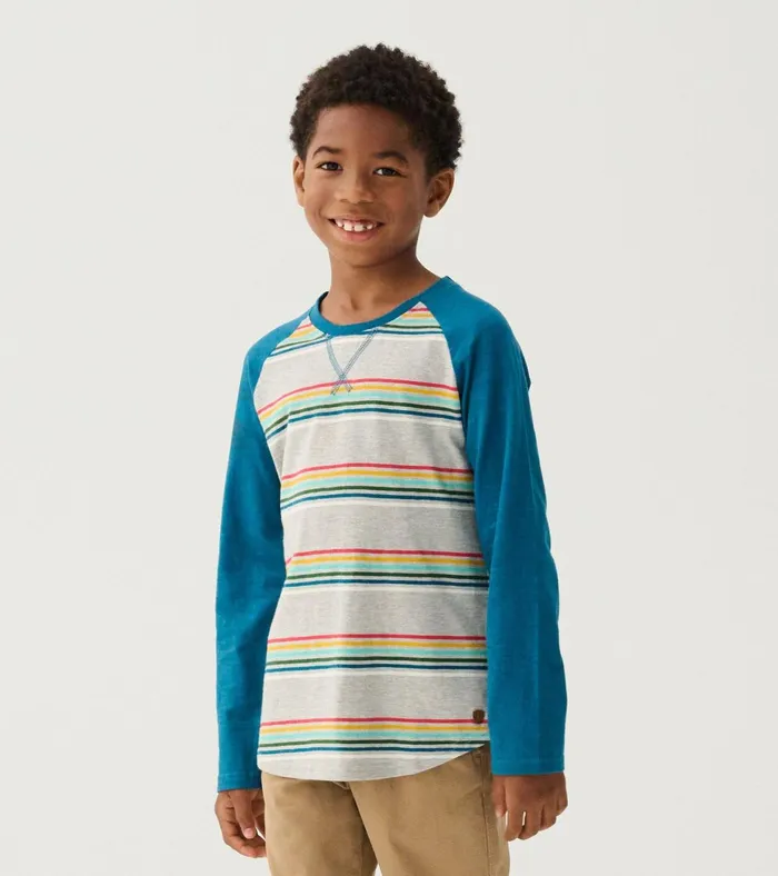 Hatley Boys Retro Stripes Long Sleeve Raglan TShirt Boys Tops