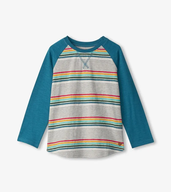 Hatley Boys Retro Stripes Long Sleeve Raglan TShirt Boys Tops