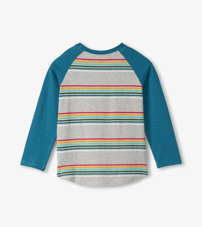 Hatley Boys Retro Stripes Long Sleeve Raglan TShirt Boys Tops