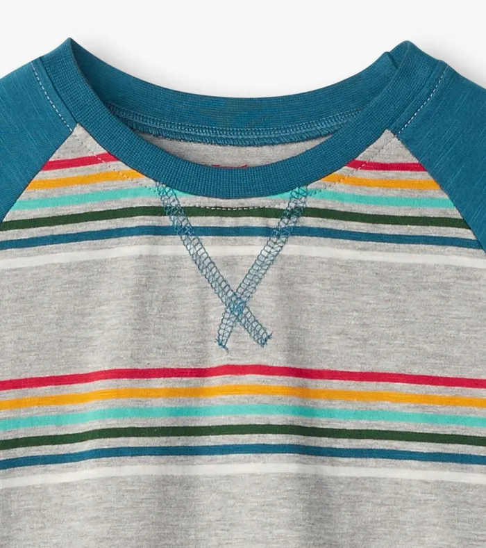 Hatley Boys Retro Stripes Long Sleeve Raglan TShirt Boys Tops