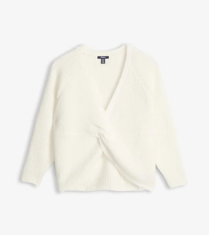 Hatley Cross Over Sweater 8211 Winter White Women Sweaters