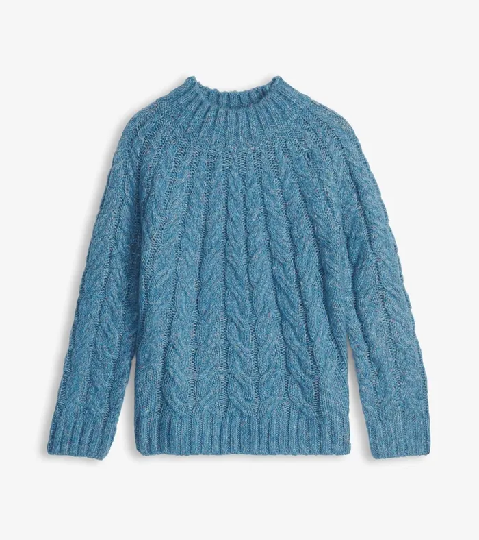 Hatley Dylan Cable Knit Sweater 8211 Blue Heather Women Sweaters