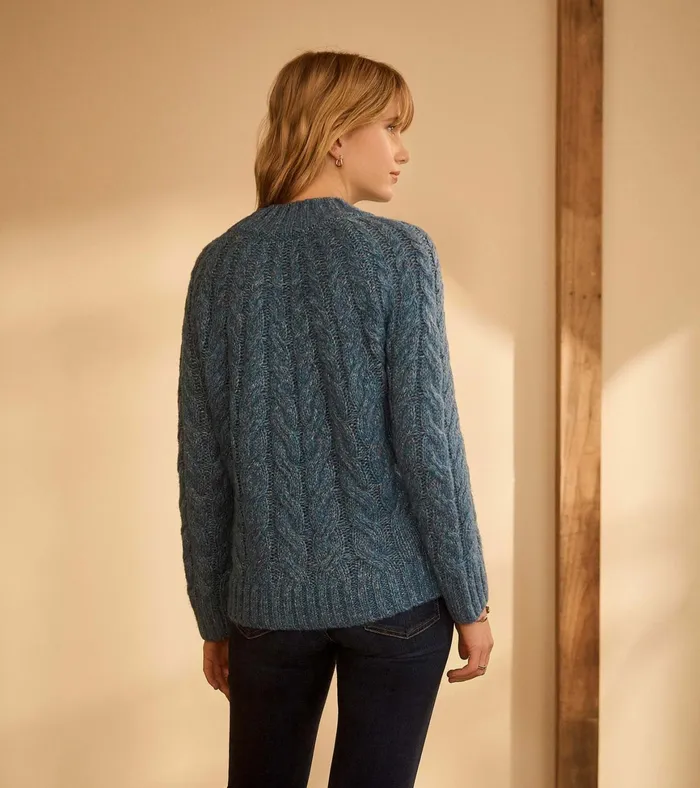 Hatley Dylan Cable Knit Sweater 8211 Blue Heather Women Sweaters