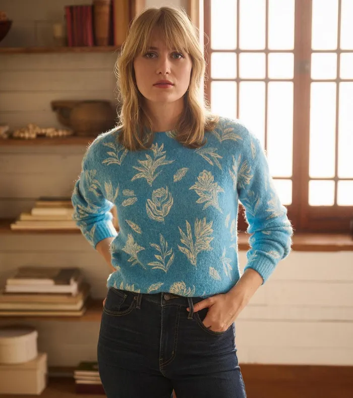 Hatley Ella Sweater 8211 Linen Flowers Women Sweaters