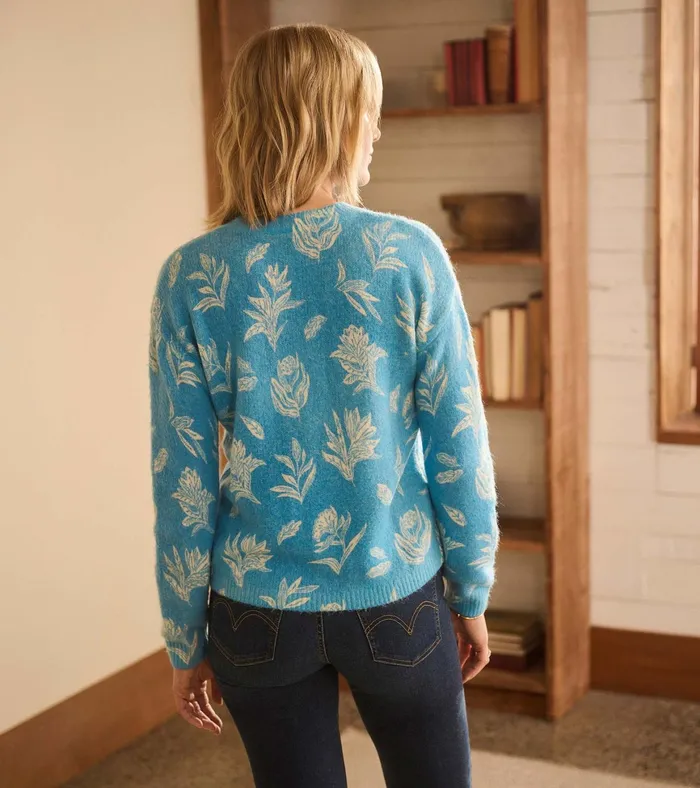 Hatley Ella Sweater 8211 Linen Flowers Women Sweaters