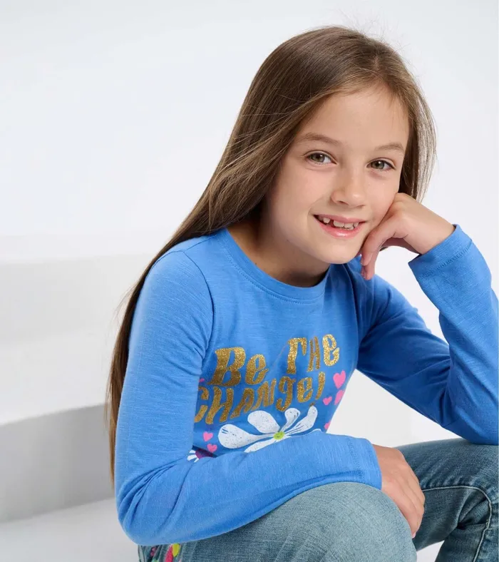 Hatley Girls Be The Change Long Sleeve TShirt Girls Tops