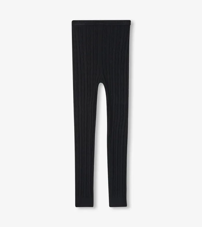 Hatley Girls Black Cable Knit Leggings Girls Bottoms