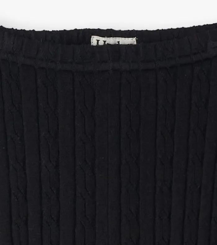 Hatley Girls Black Cable Knit Leggings Girls Bottoms
