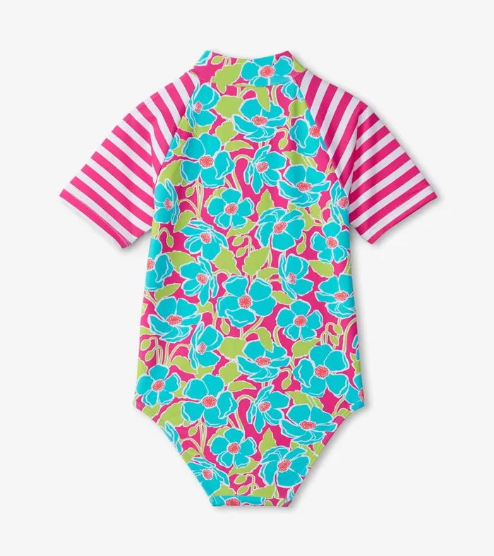 Hatley Girls Floating Poppies OnePiece Rashguard Girls Swimwear