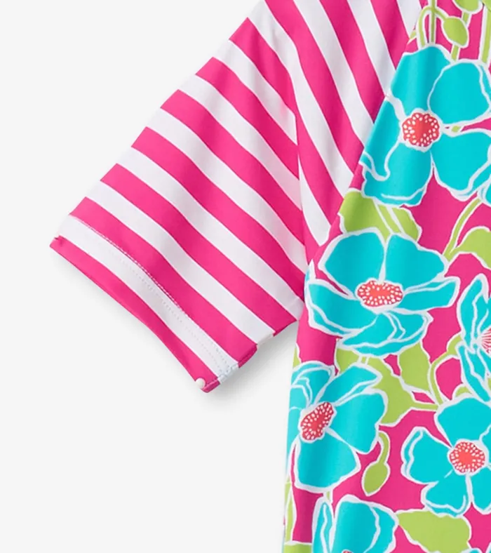 Hatley Girls Floating Poppies OnePiece Rashguard Girls Swimwear