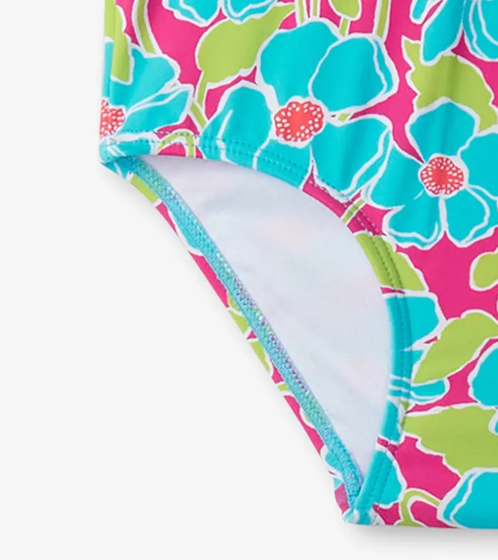 Hatley Girls Floating Poppies OnePiece Rashguard Girls Swimwear