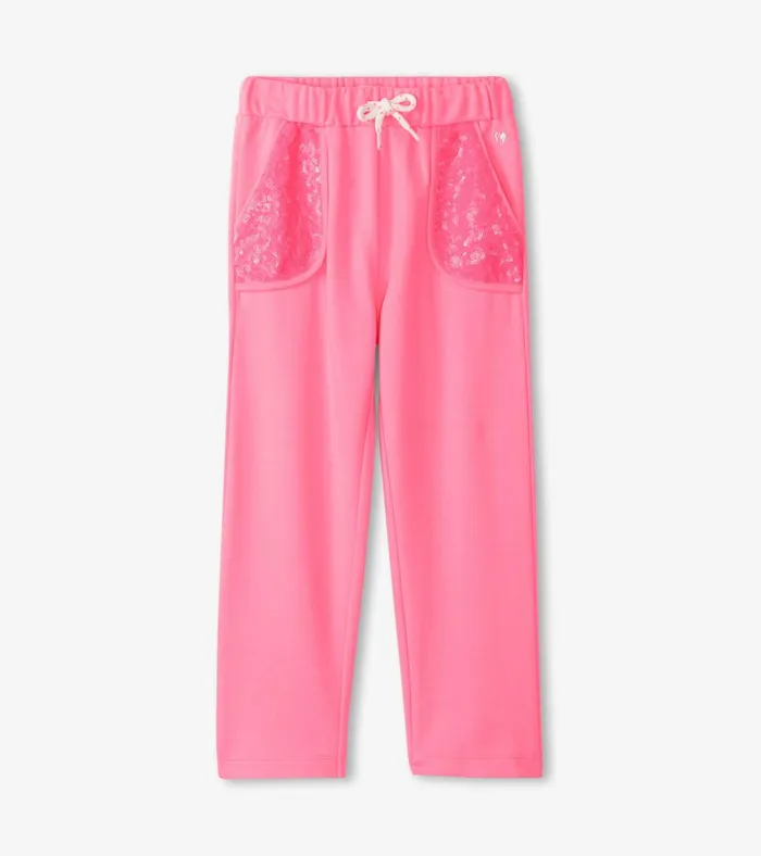 Hatley Girls Pink Neon Track Pants Girls Bottoms