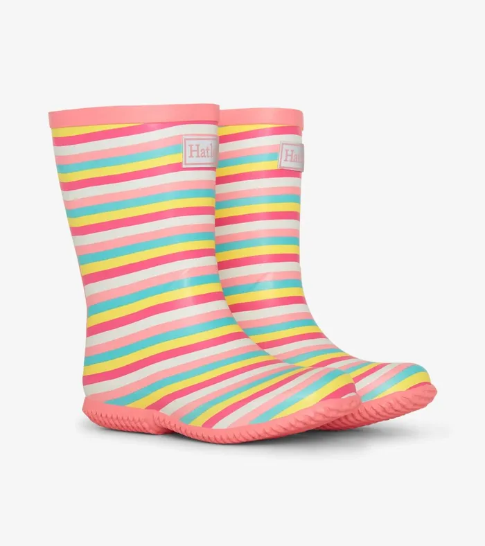 Hatley Girls Pretty Stripes Packable Rain Boots GirlsBaby and Toddler Rainwear