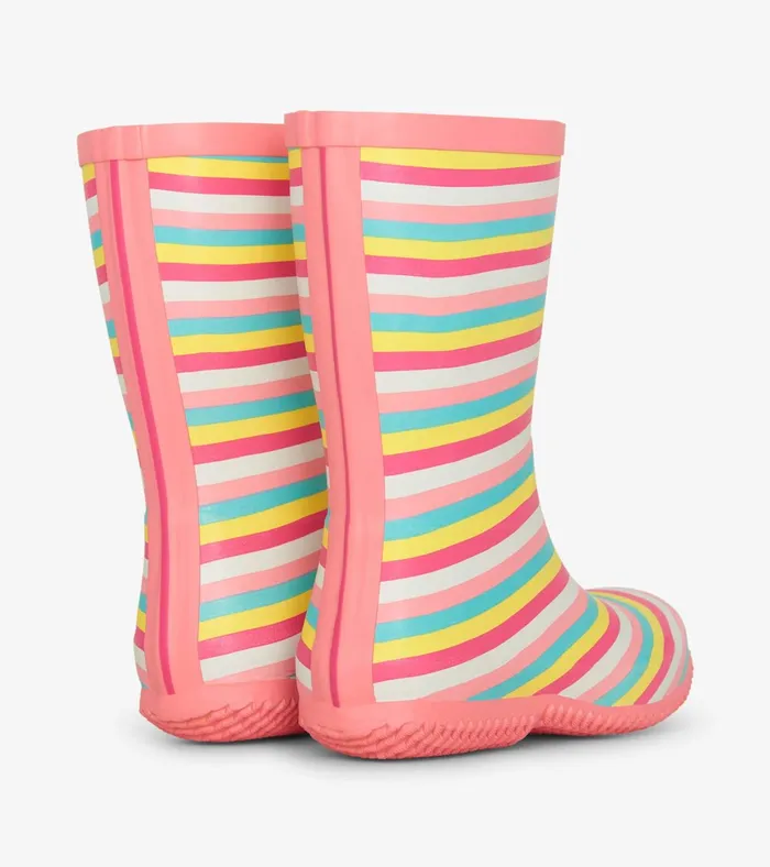 Hatley Girls Pretty Stripes Packable Rain Boots GirlsBaby and Toddler Rainwear