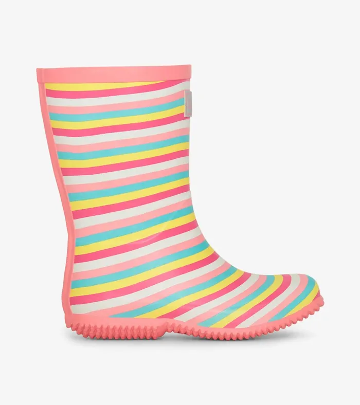 Hatley Girls Pretty Stripes Packable Rain Boots GirlsBaby and Toddler Rainwear