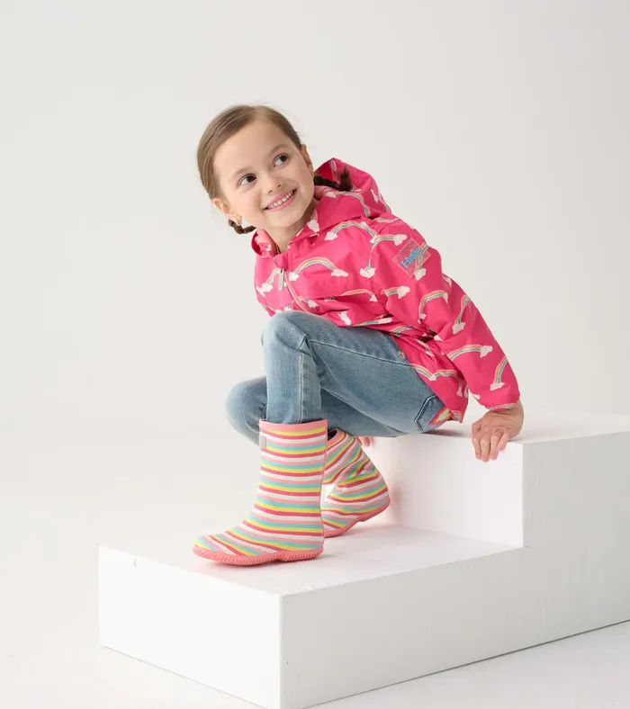 Hatley Girls Pretty Stripes Packable Rain Boots GirlsBaby and Toddler Rainwear