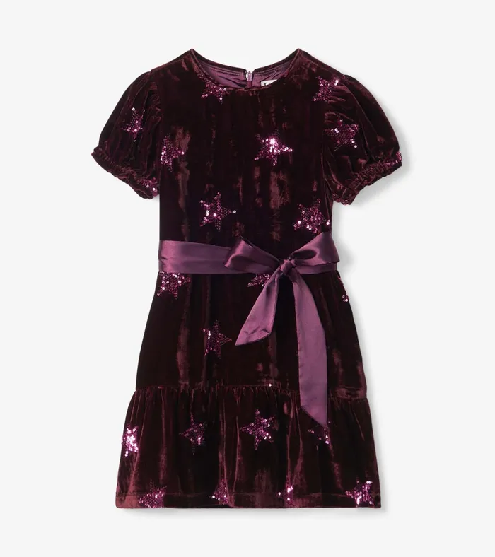 Hatley Girls Sequin Stars Velvet Dress Girls Dresses