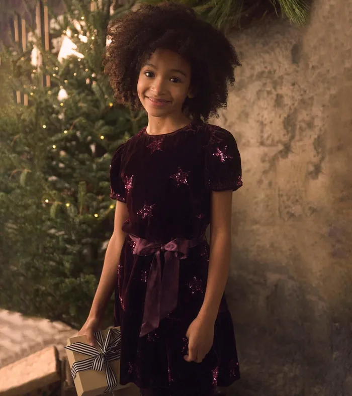 Hatley Girls Sequin Stars Velvet Dress Girls Dresses