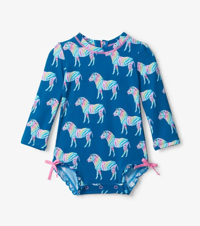 Hatley Rainbow Zebra Baby Rashguard Swimsuit Baby and Toddler Swimwear