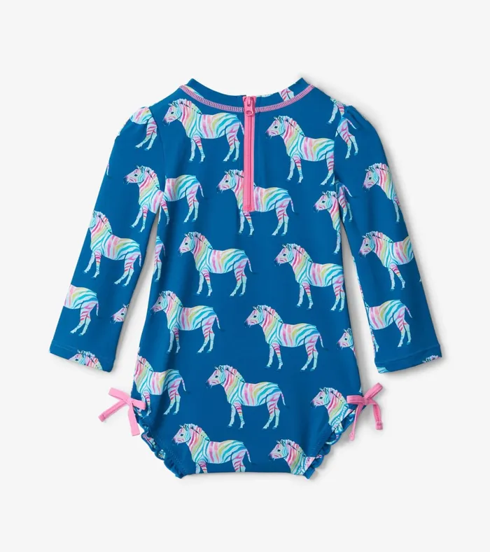 Hatley Rainbow Zebra Baby Rashguard Swimsuit Baby and Toddler Swimwear