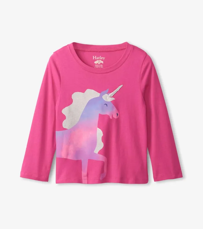 Hatley Rasberry Unicorn Long Sleeve TShirt Baby and Toddler Tops