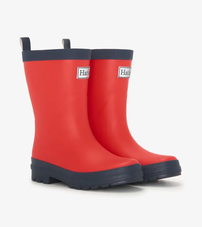 Hatley Red and Navy Matte Rain Boots GirlsBoysBaby and Toddler Rainwear