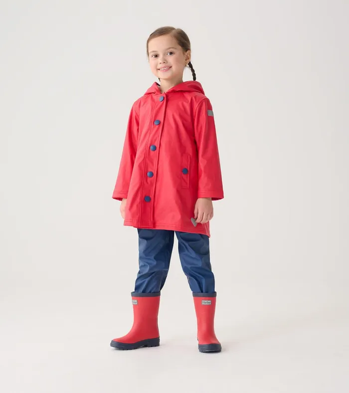 Hatley Red and Navy Matte Rain Boots GirlsBoysBaby and Toddler Rainwear