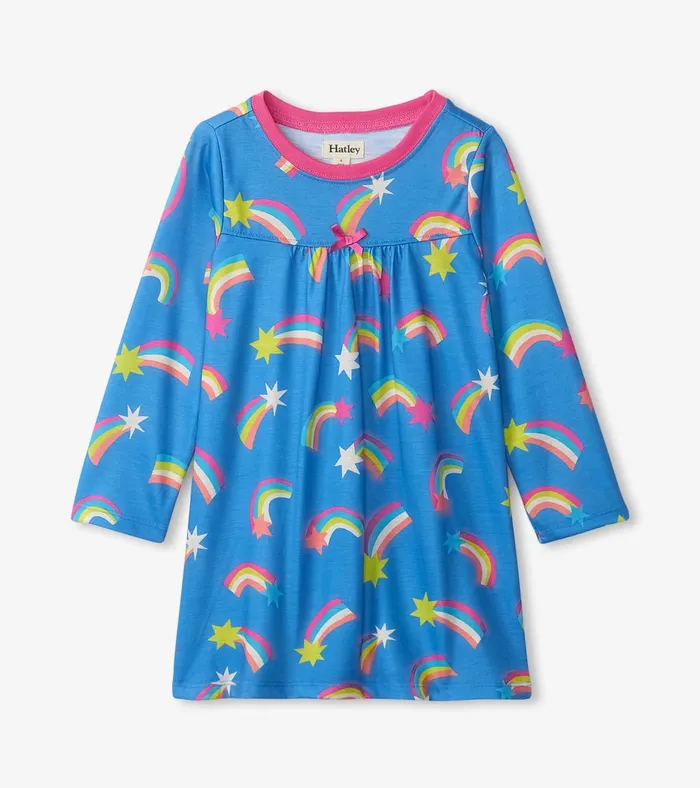 Hatley Shooting Stars Long Sleeve Girls Nightgown Girls Sleepwear