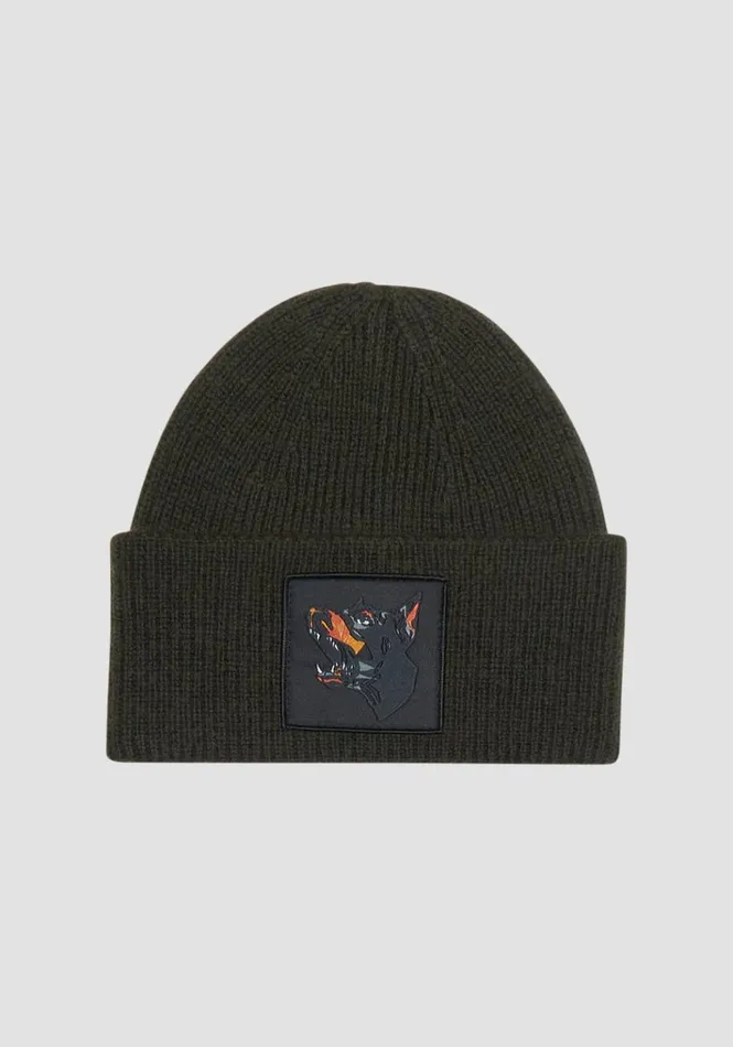 Hats Men Antony Morato Wool Knit Beanie Dark Olive Green