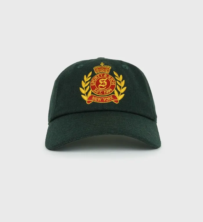 Hats Women Sporty and Rich NY Crest Wool Hat 8211 ForestGold