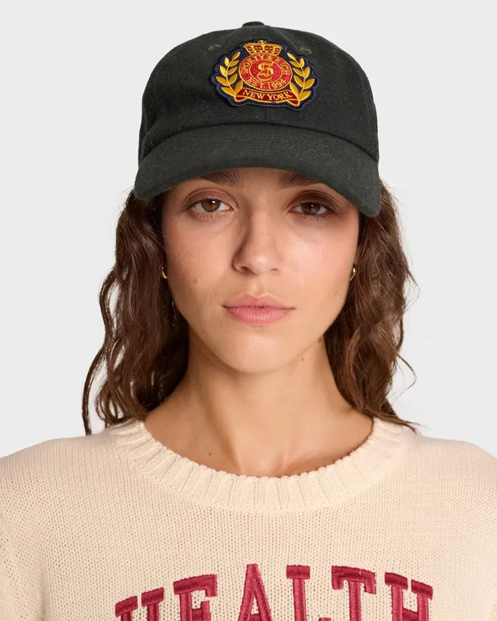 Hats Women Sporty and Rich NY Crest Wool Hat 8211 ForestGold