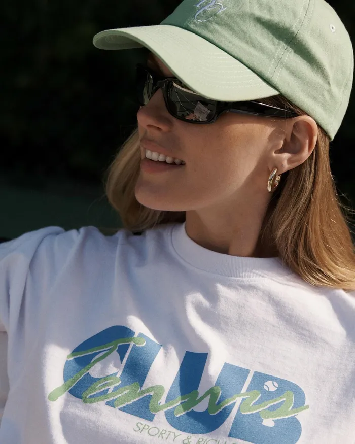 Hats Women Sporty and Rich SRC Hat 8211 Washed KellyWhite