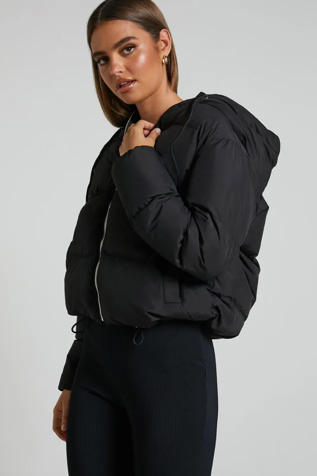Helgi Jacket 8211 Hooded Puffer Jacket In Black Women Showpo Basics Helgi Jacket 8211 Hooded Puffer Jacket In Black Women Showpo Basics